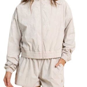 Nuuds retro cream Women's windbreaker Jacket and shorts set NWT